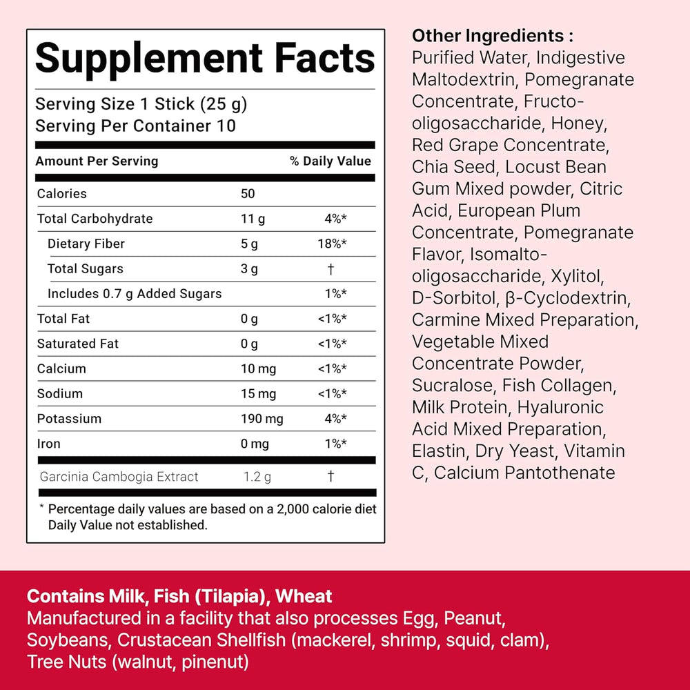 Dovi Coleology Cutting Stick Jelly (Pomegranate) – Dietary Fiber Supplement for Healthy Weight Management, Chia Seeds & Garcinia Cambogia, Korean Beauty with Collagen